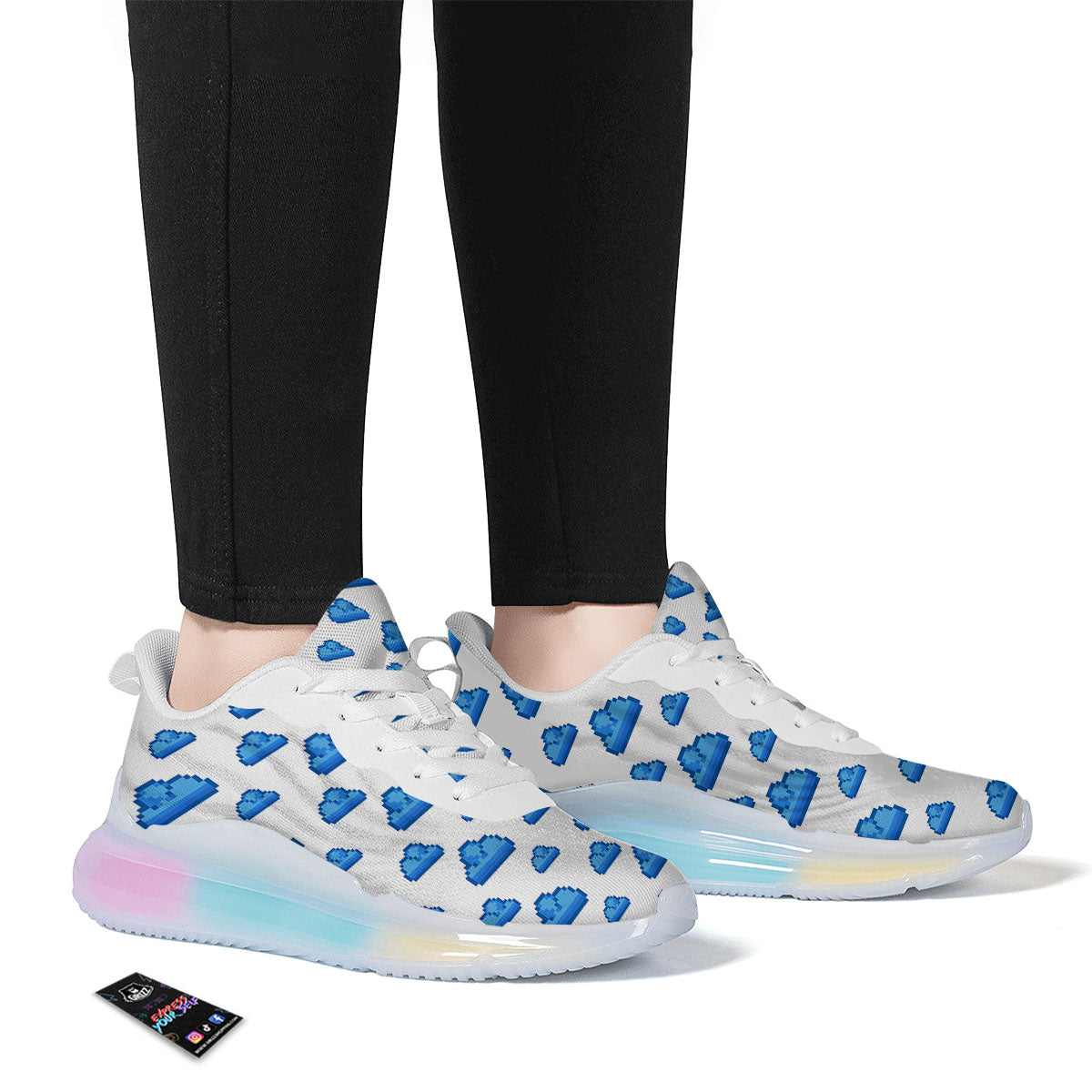 Cloud Pixel Print Pattern Running Sneakers-grizzshop