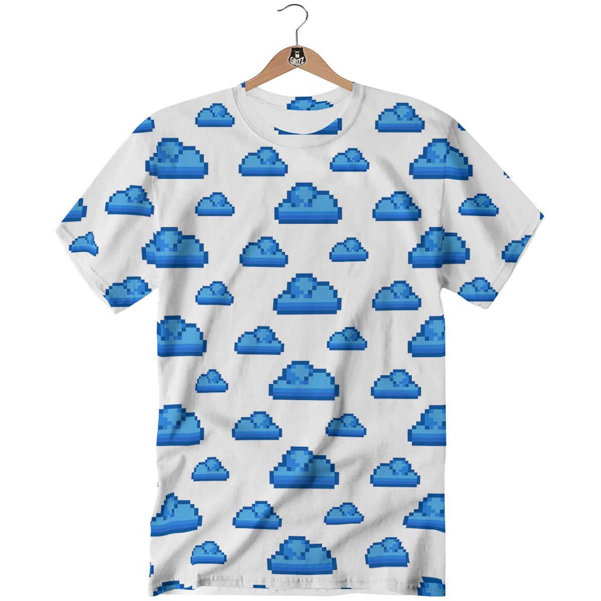 Cloud Pixel Print Pattern T-Shirt-grizzshop