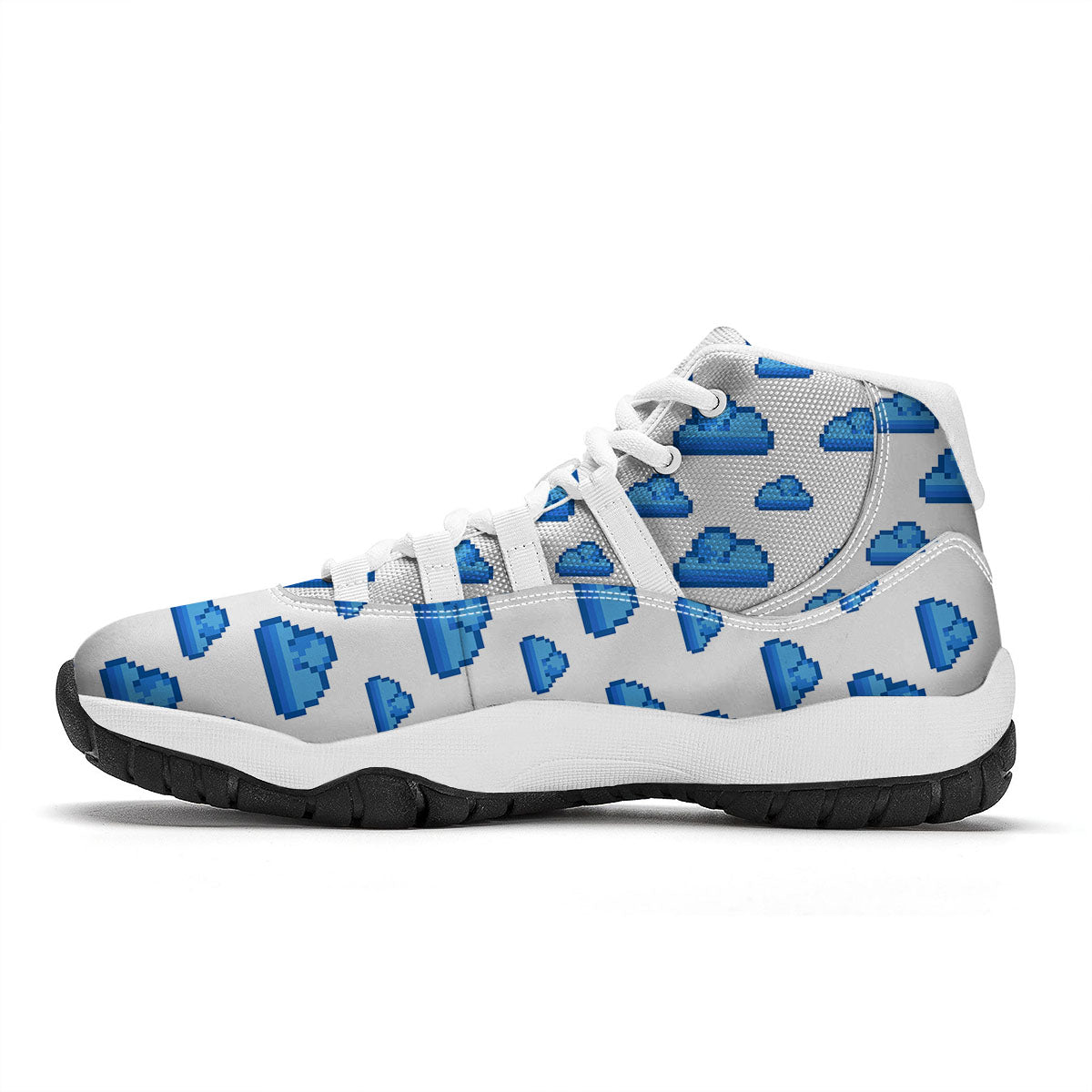 Cloud Pixel Print Pattern White Bball Shoes-grizzshop