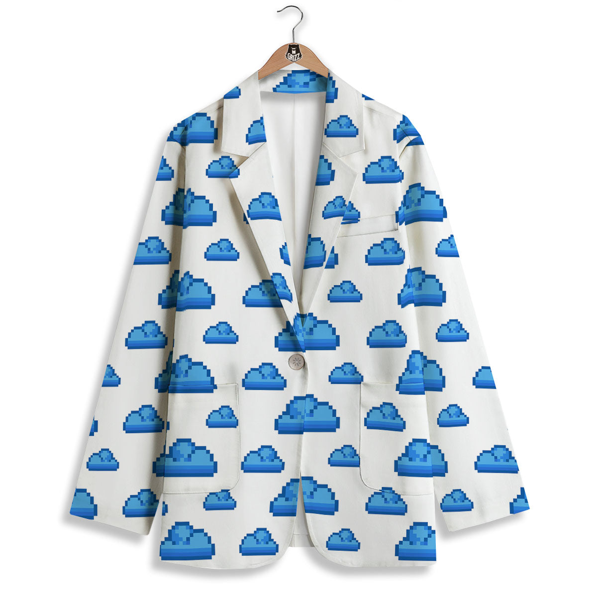 Cloud Pixel Print Pattern Women's Blazer-grizzshop