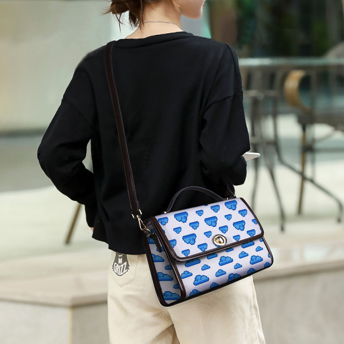 Cloud Pixel Print Pattern Women's Satchel Bag-grizzshop