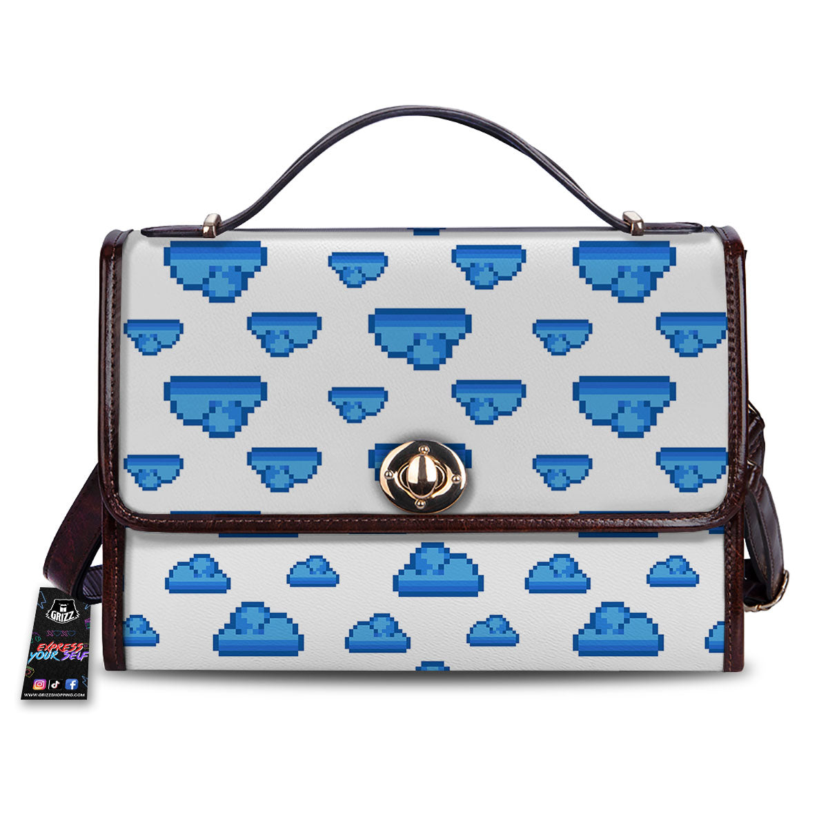 Cloud Pixel Print Pattern Women's Satchel Bag-grizzshop