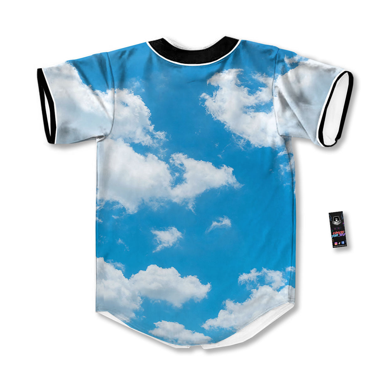 Cloud Sky Print Baseball Jersey-grizzshop