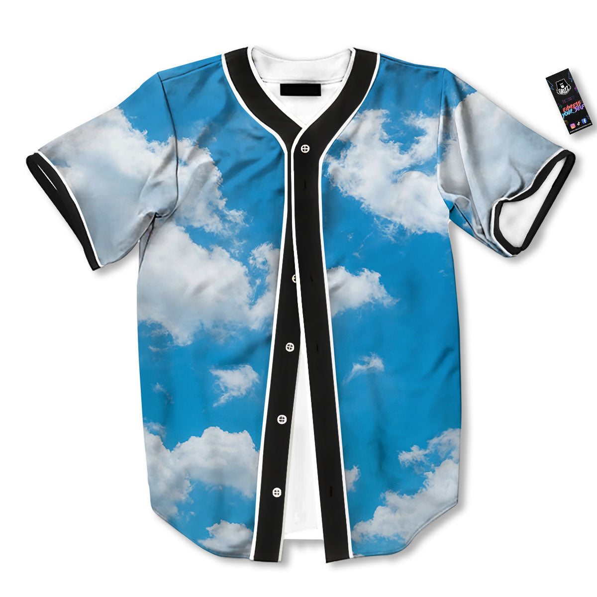 Cloud Sky Print Baseball Jersey-grizzshop