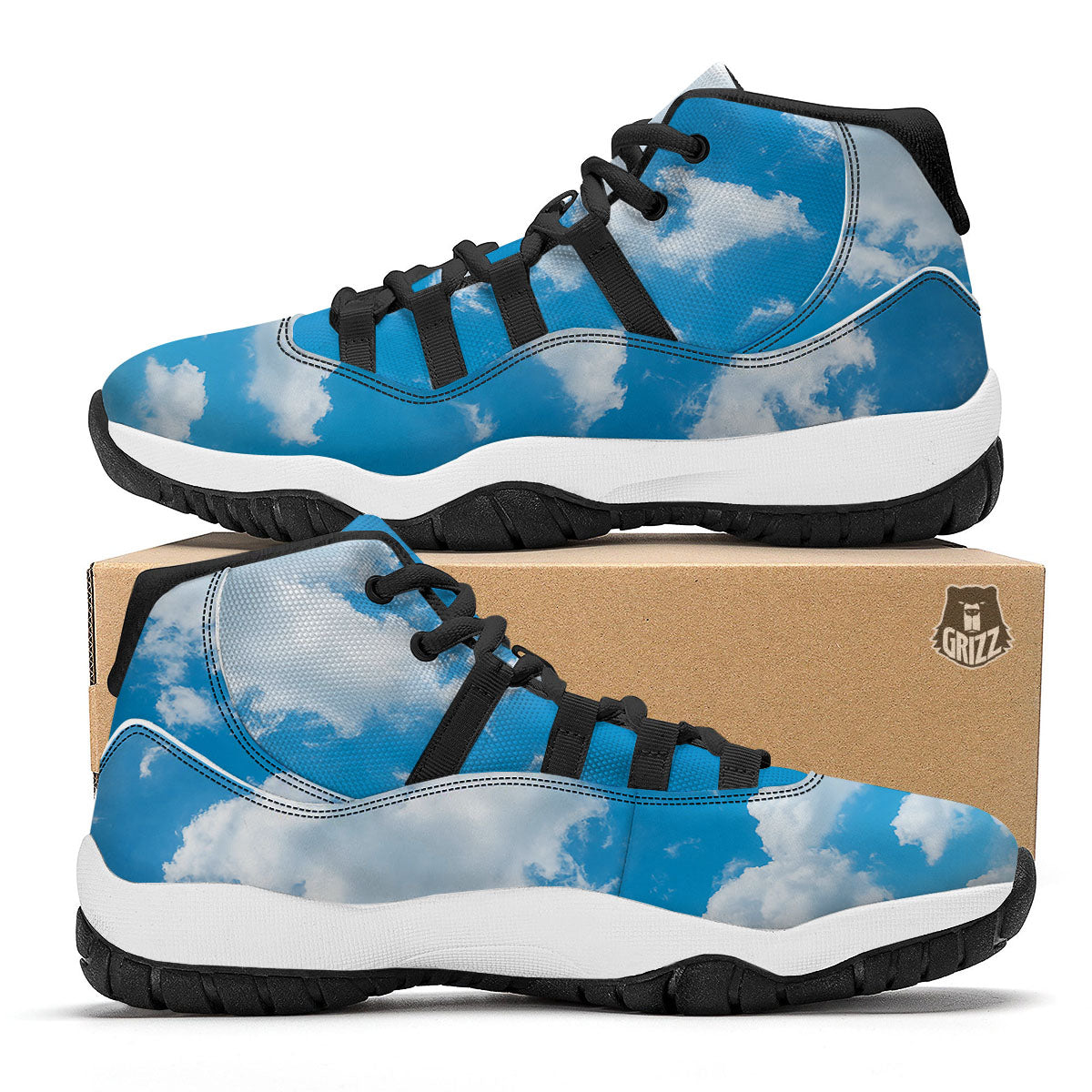 Cloud Sky Print Black Bball Shoes-grizzshop