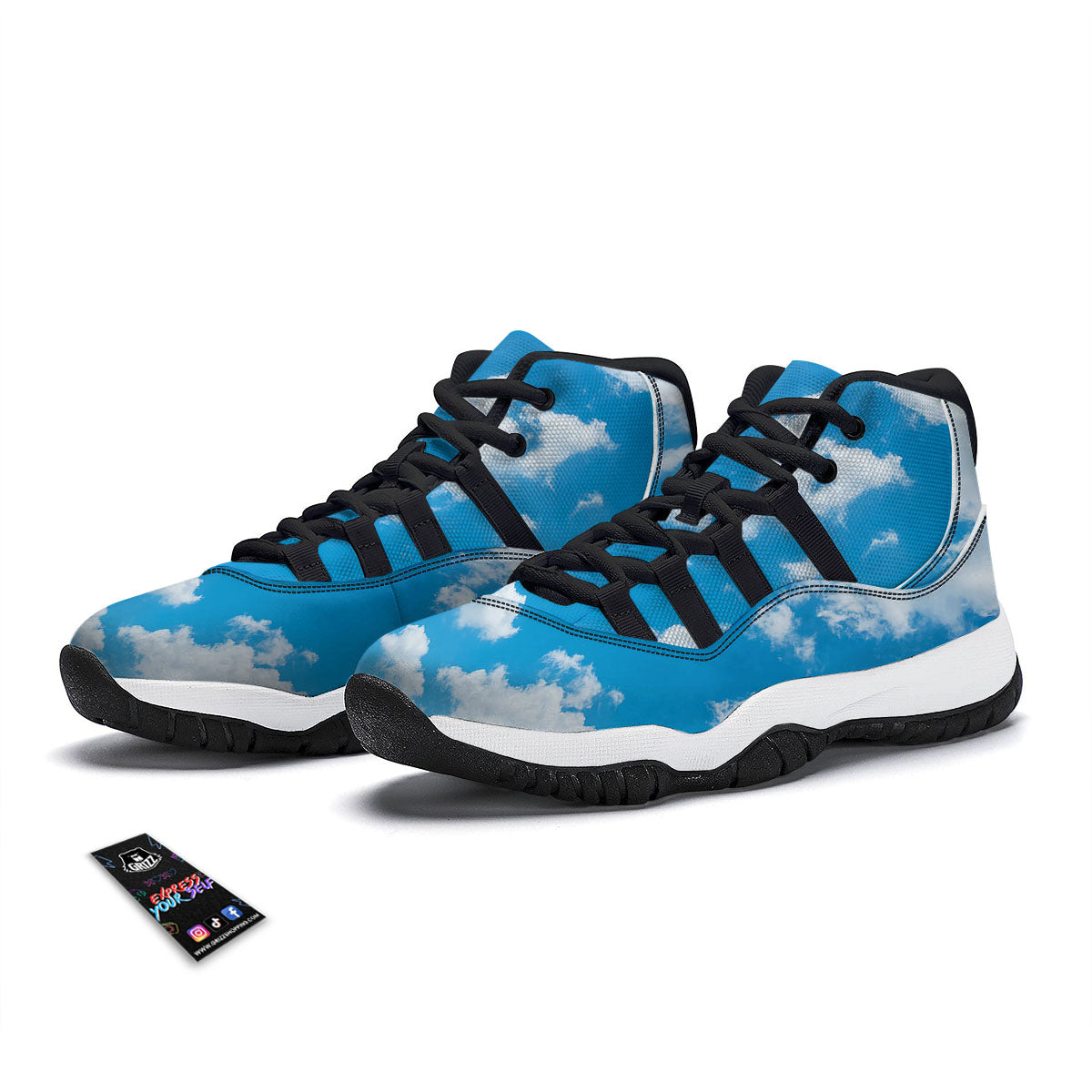 Cloud Sky Print Black Bball Shoes-grizzshop