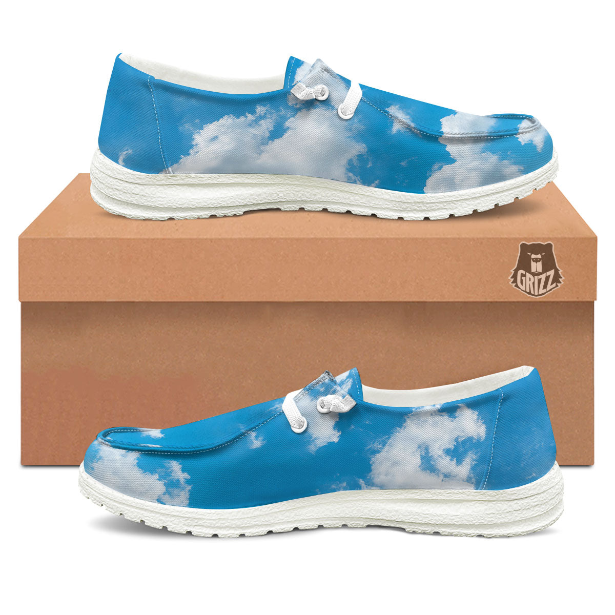 Cloud Sky Print Black Loafers-grizzshop