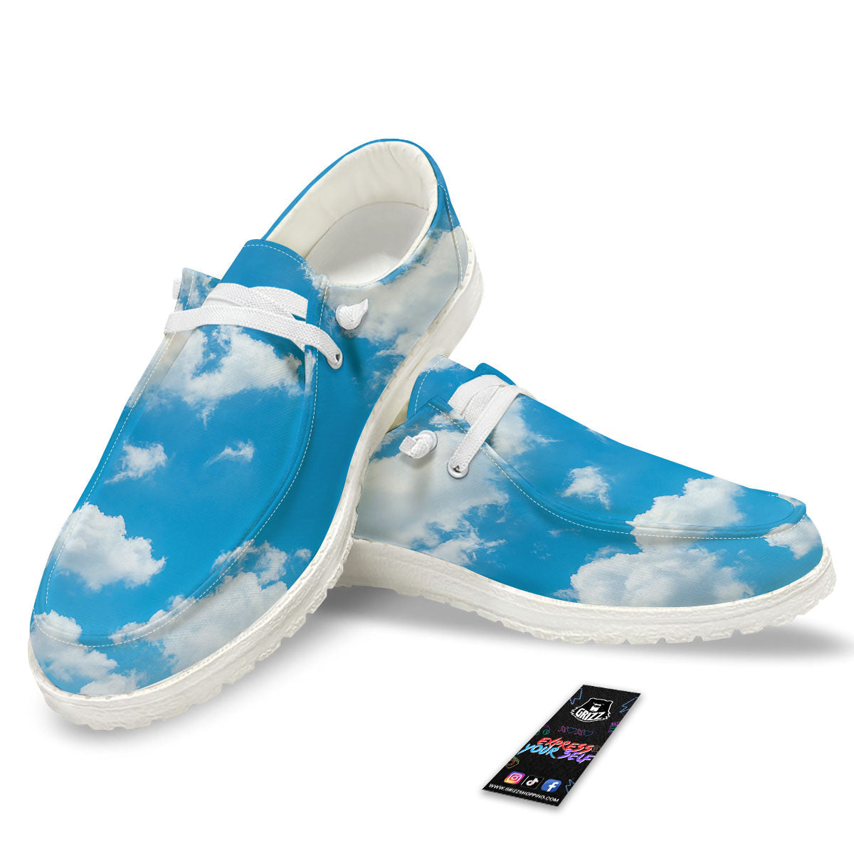 Cloud Sky Print Black Loafers-grizzshop