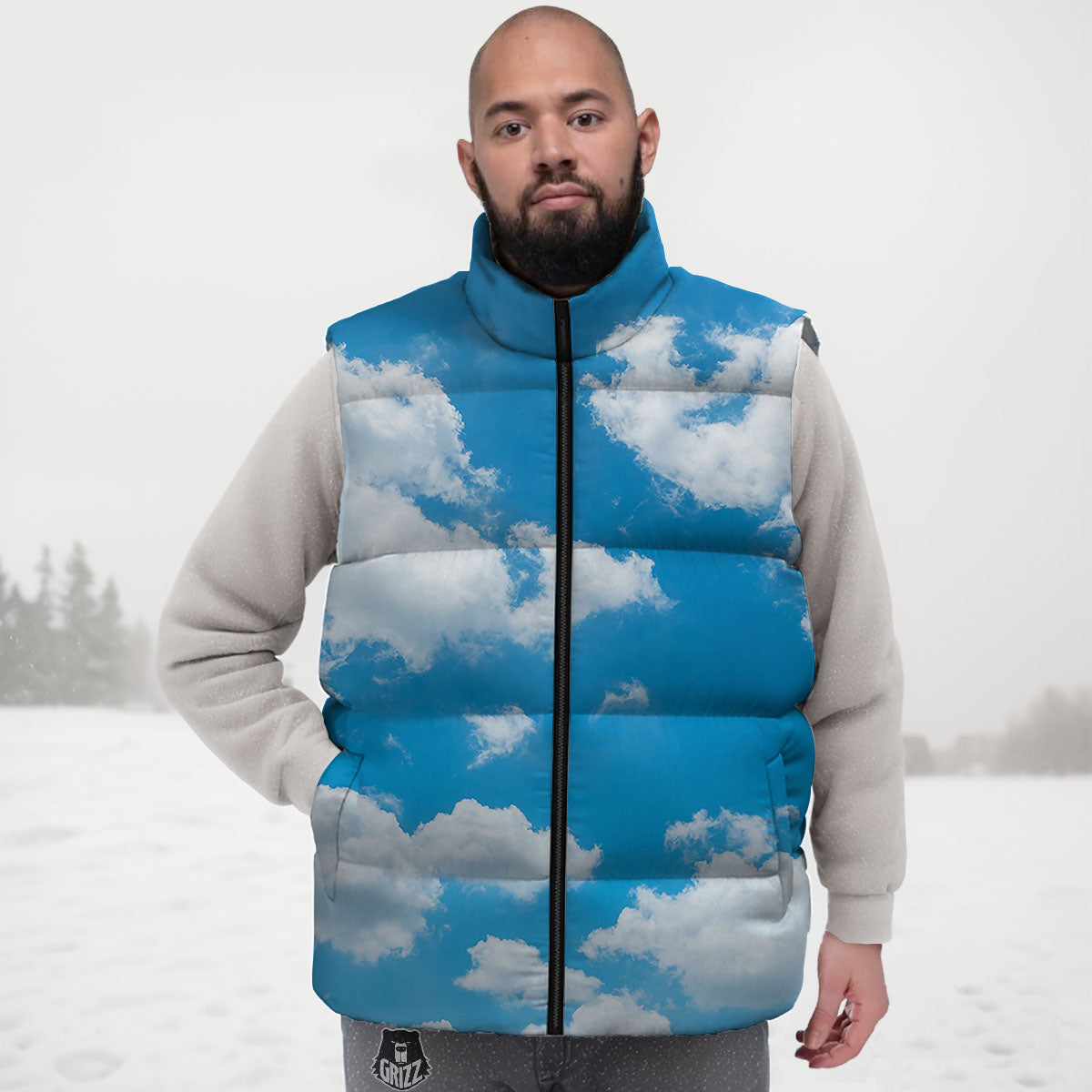 Cloud Sky Print Down Vest