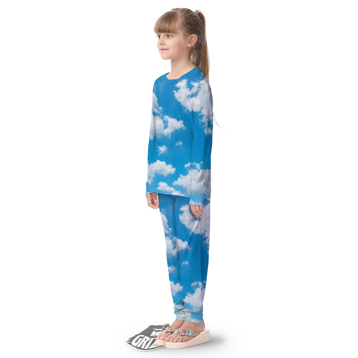 Cloud Sky Print Kid's Pajamas-grizzshop