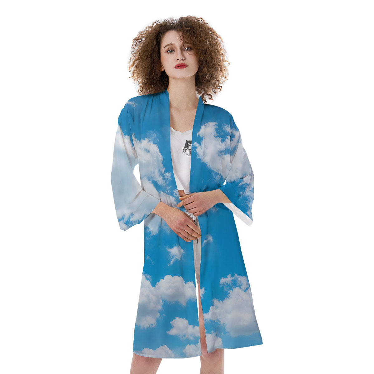 Cloud Sky Print Kimono-grizzshop