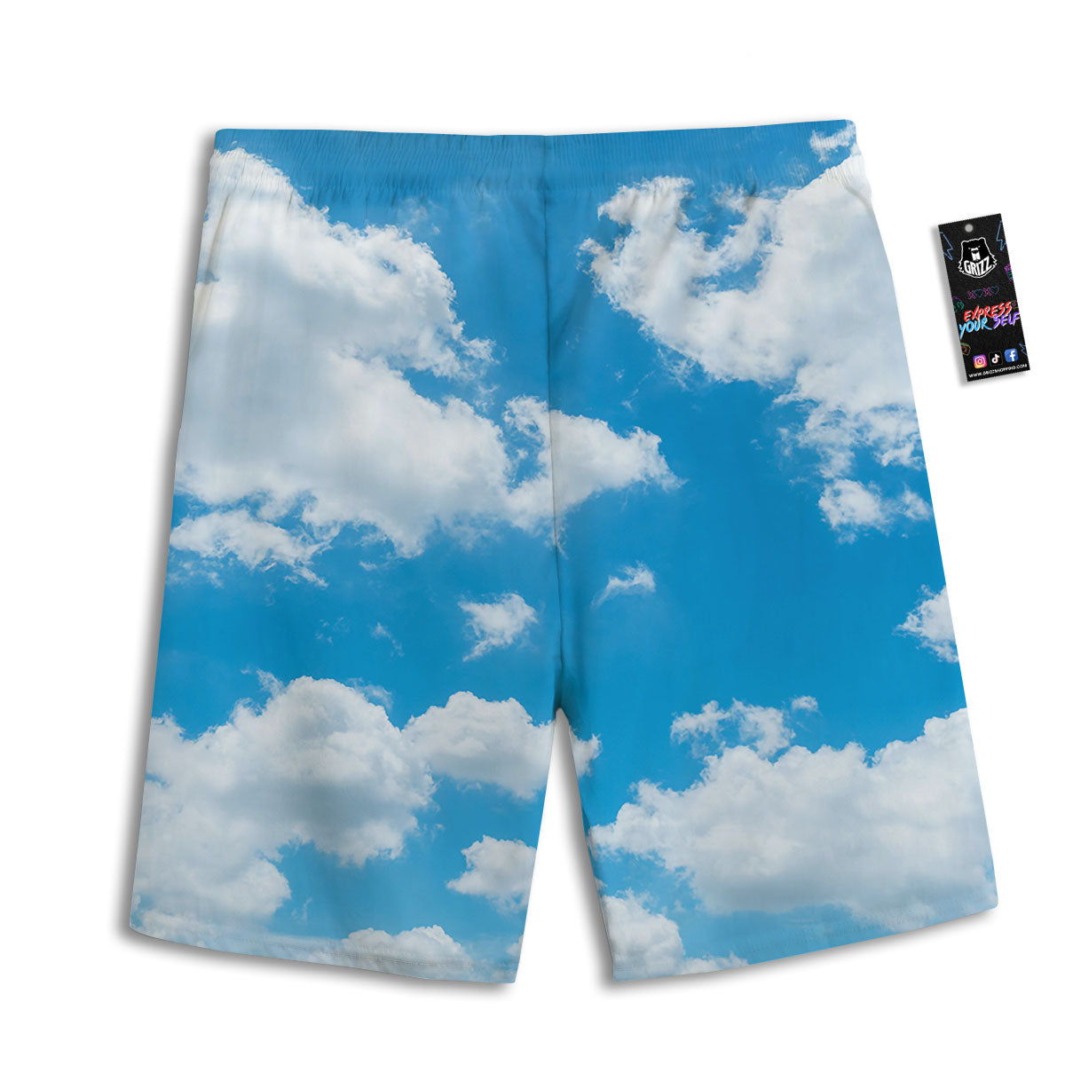 Cloud Sky Print Men's Athletic Shorts