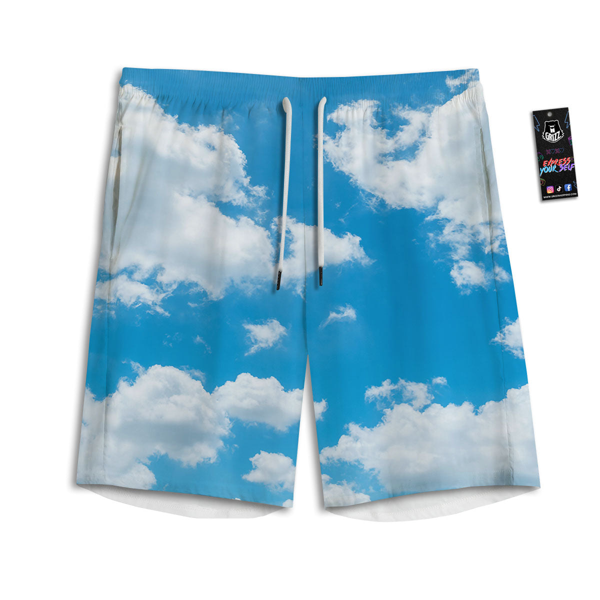 Cloud Sky Print Men's Athletic Shorts