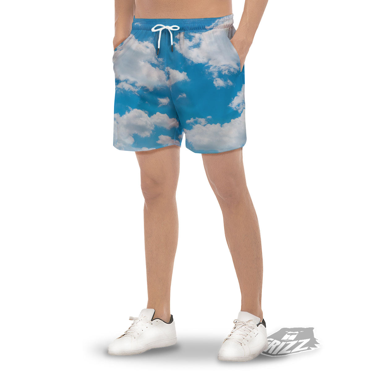 Cloud Sky Print Men's Gym Shorts-grizzshop