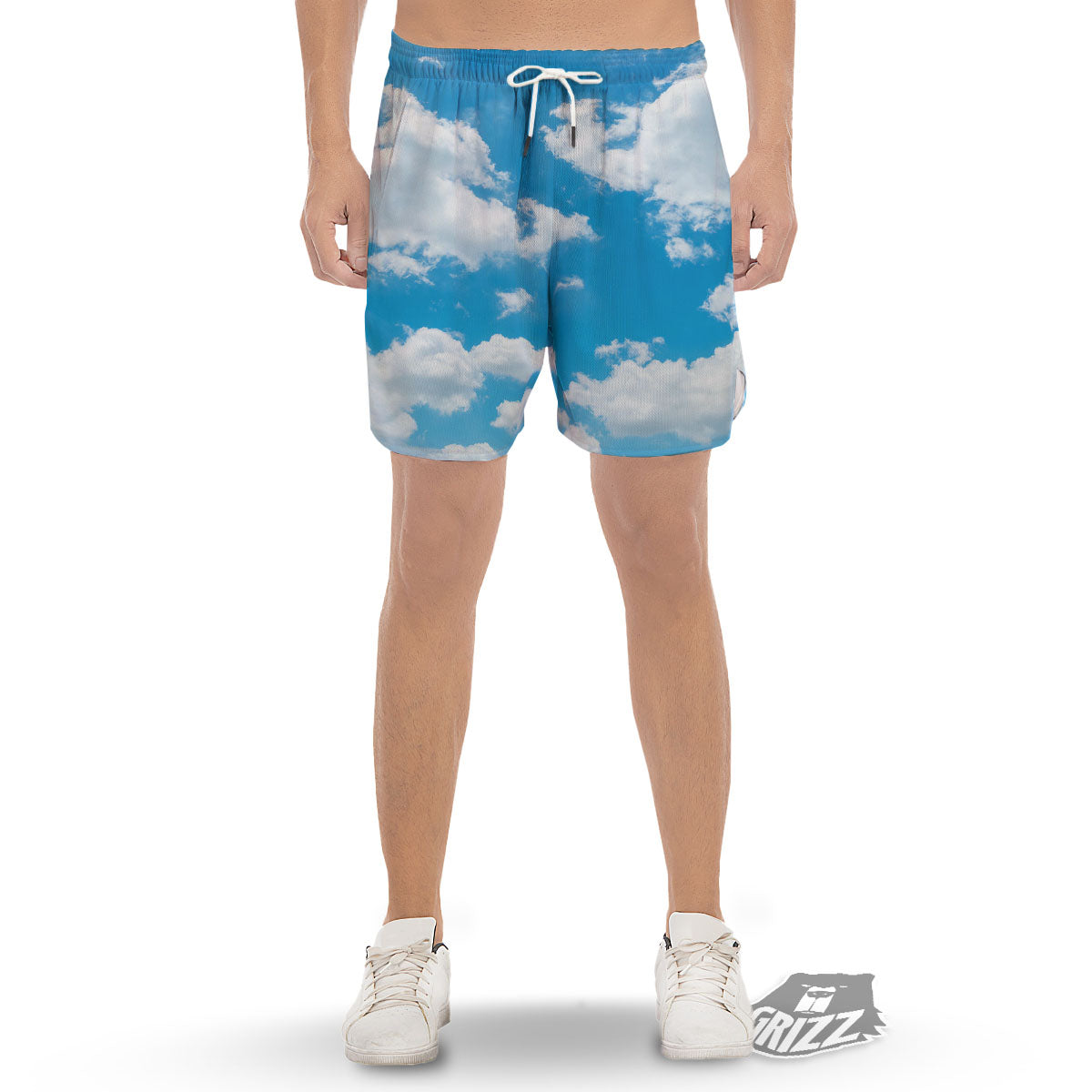 Cloud Sky Print Men's Gym Shorts-grizzshop