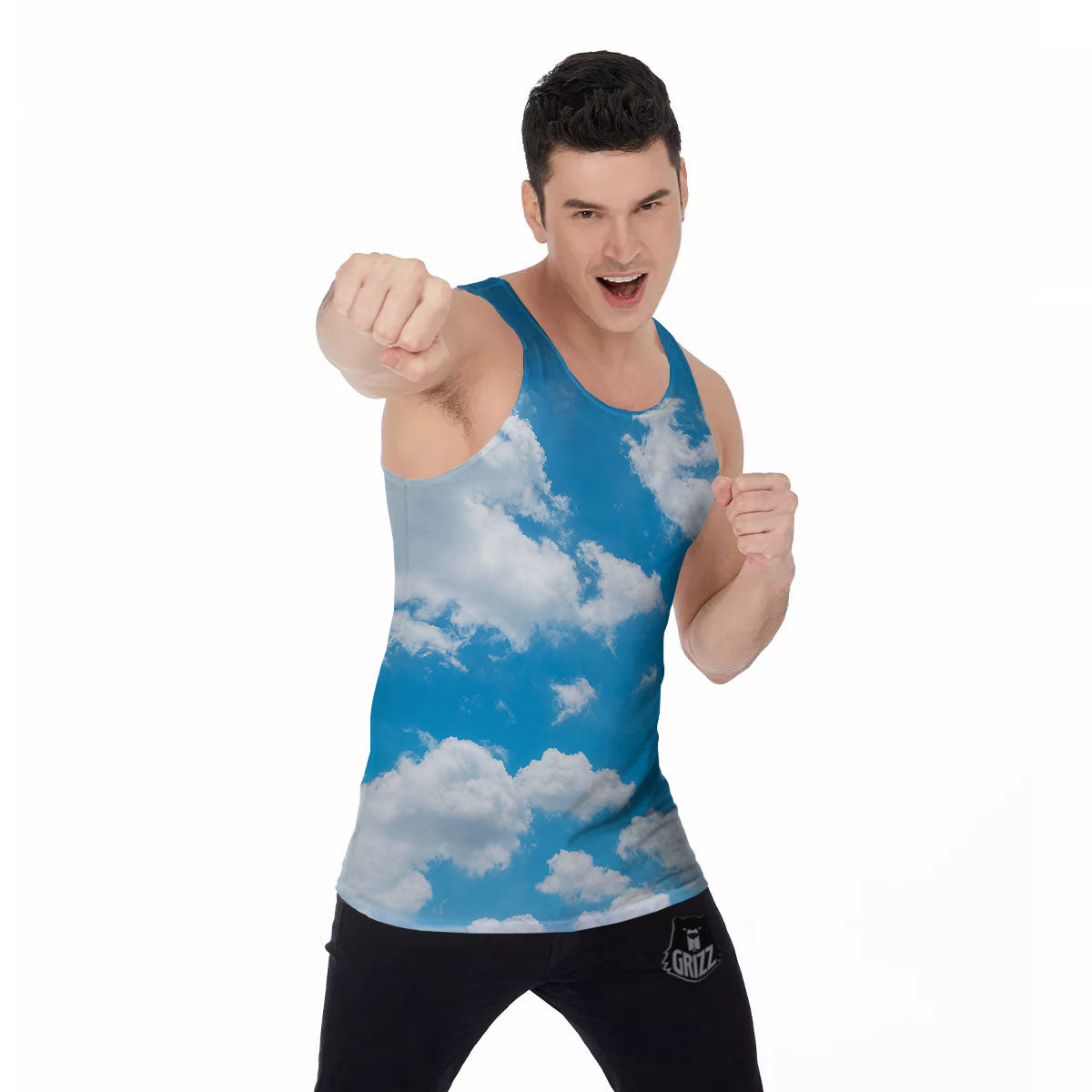 Cloud Sky Print Men's Tank Top-grizzshop
