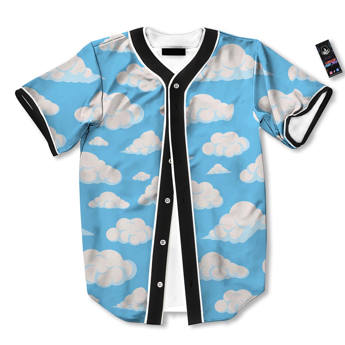 Cloud Sky Print Pattern Baseball Jersey-grizzshop