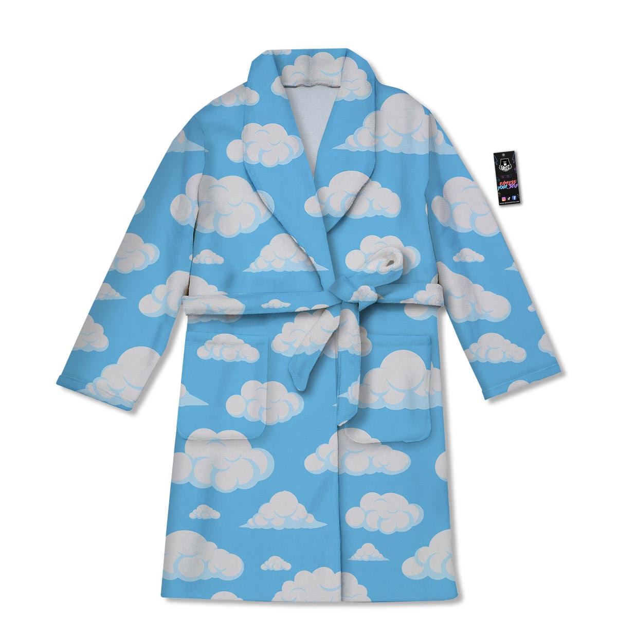 Cloud Sky Print Pattern Bathrobe-grizzshop