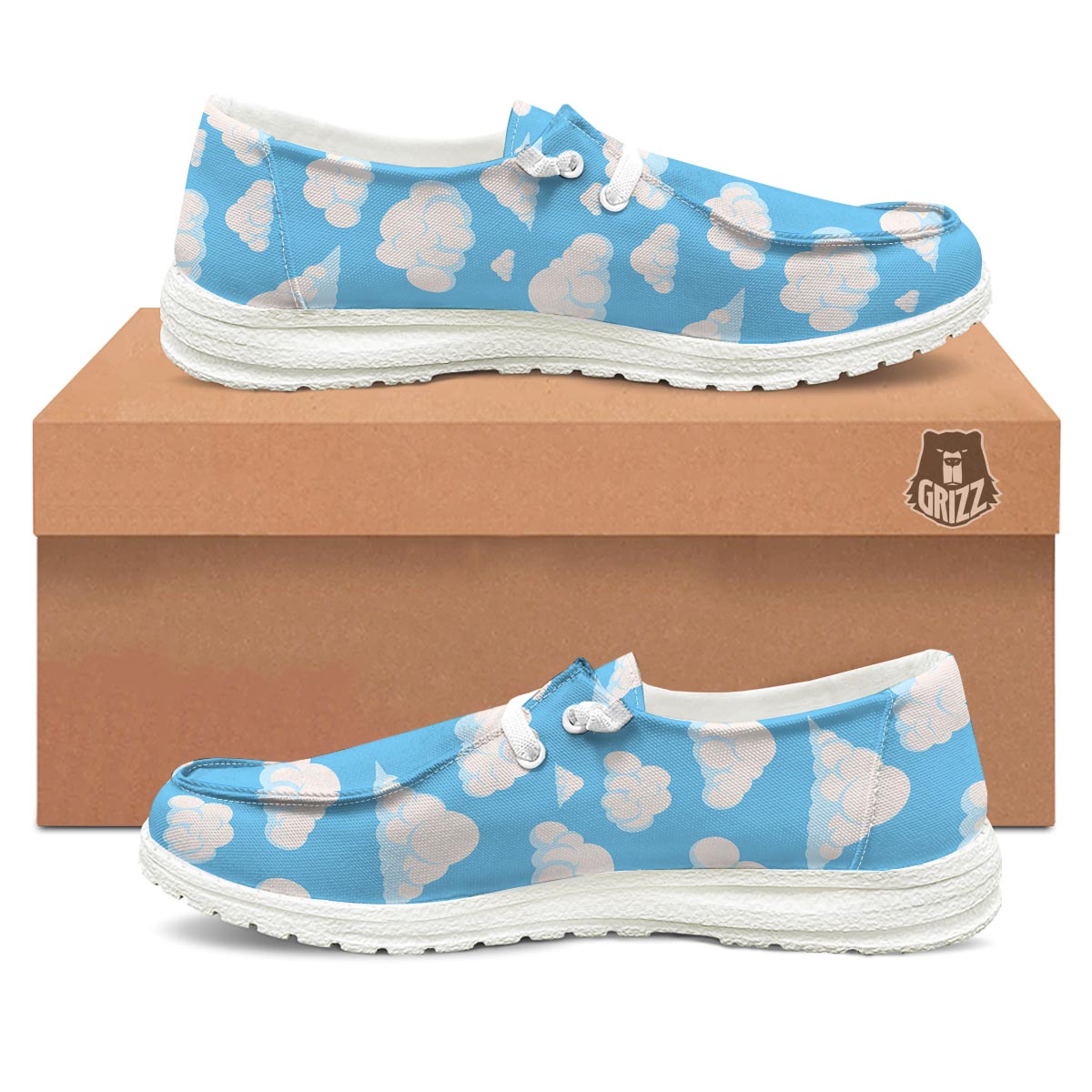 Cloud Sky Print Pattern Black Loafers-grizzshop