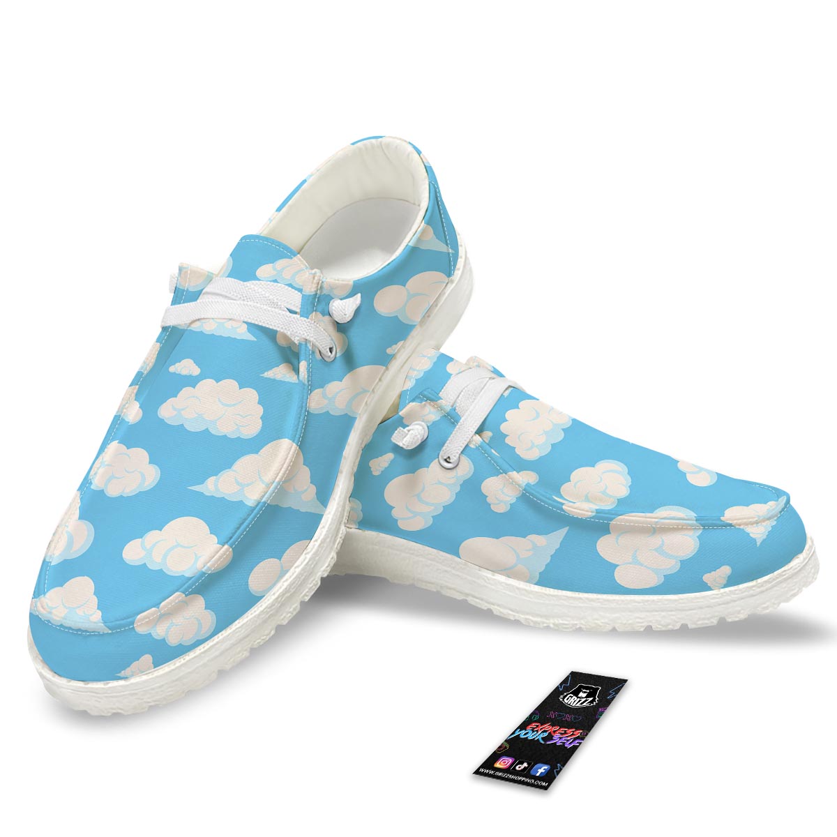 Cloud Sky Print Pattern Black Loafers-grizzshop