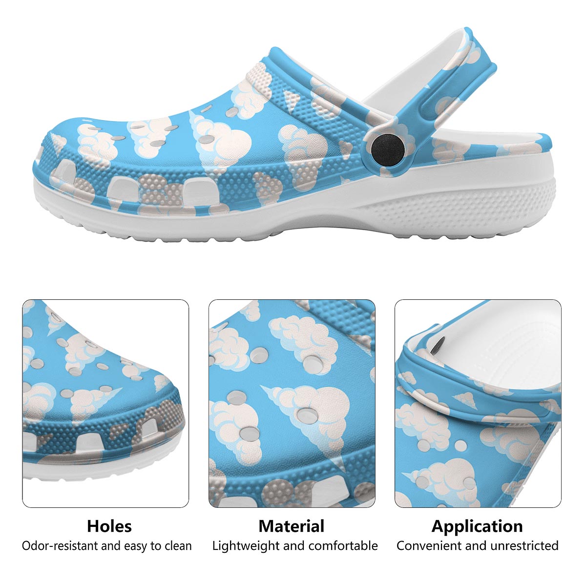 Cloud Sky Print Pattern Clog-grizzshop