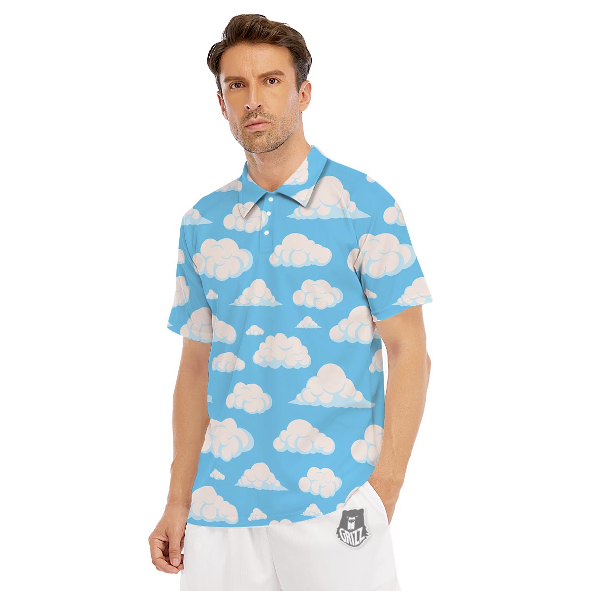 Cloud Sky Print Pattern Men's Golf Shirts-grizzshop