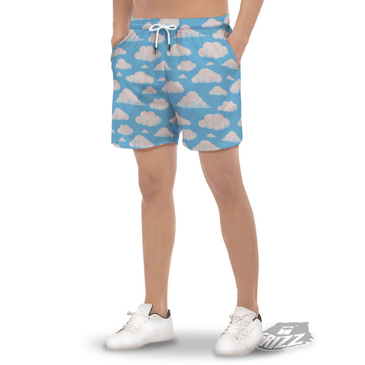 Cloud Sky Print Pattern Men's Gym Shorts-grizzshop