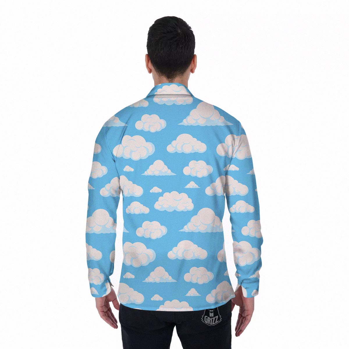 Cloud Sky Print Pattern Men's Long Sleeve Shirts-grizzshop