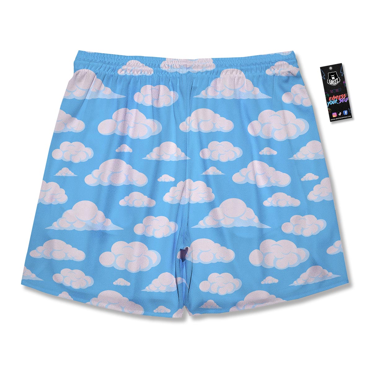 Cloud Sky Print Pattern Men's Running Shorts-grizzshop