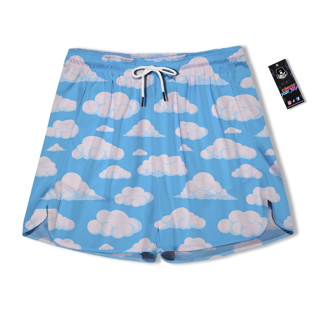 Cloud Sky Print Pattern Men's Running Shorts-grizzshop