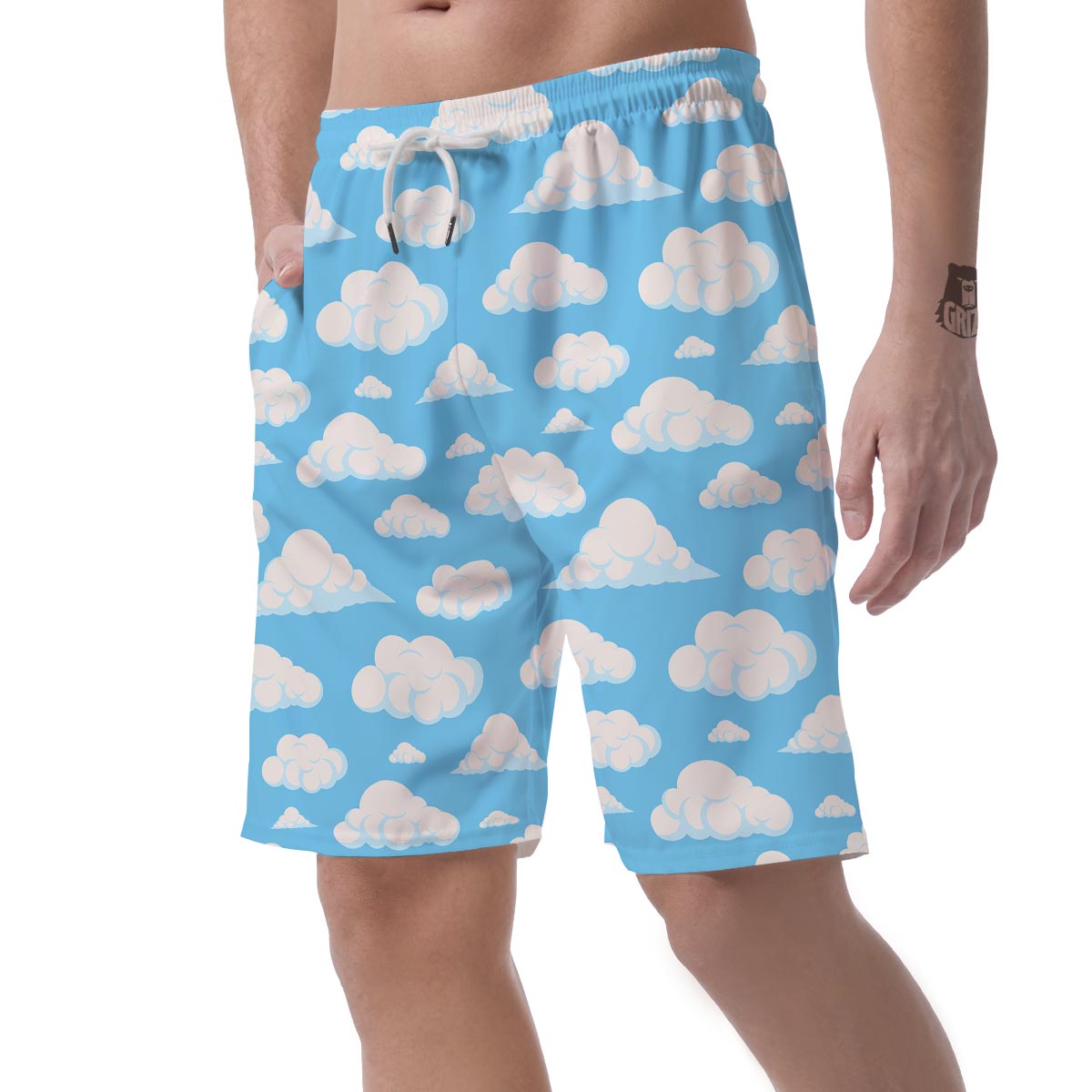 Cloud Sky Print Pattern Men's Shorts-grizzshop