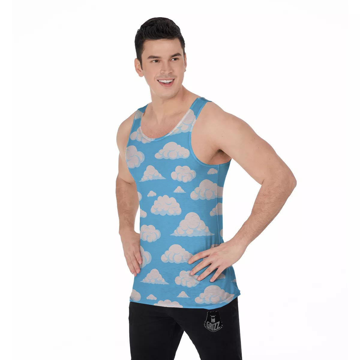 Cloud Sky Print Pattern Men's Tank Top-grizzshop