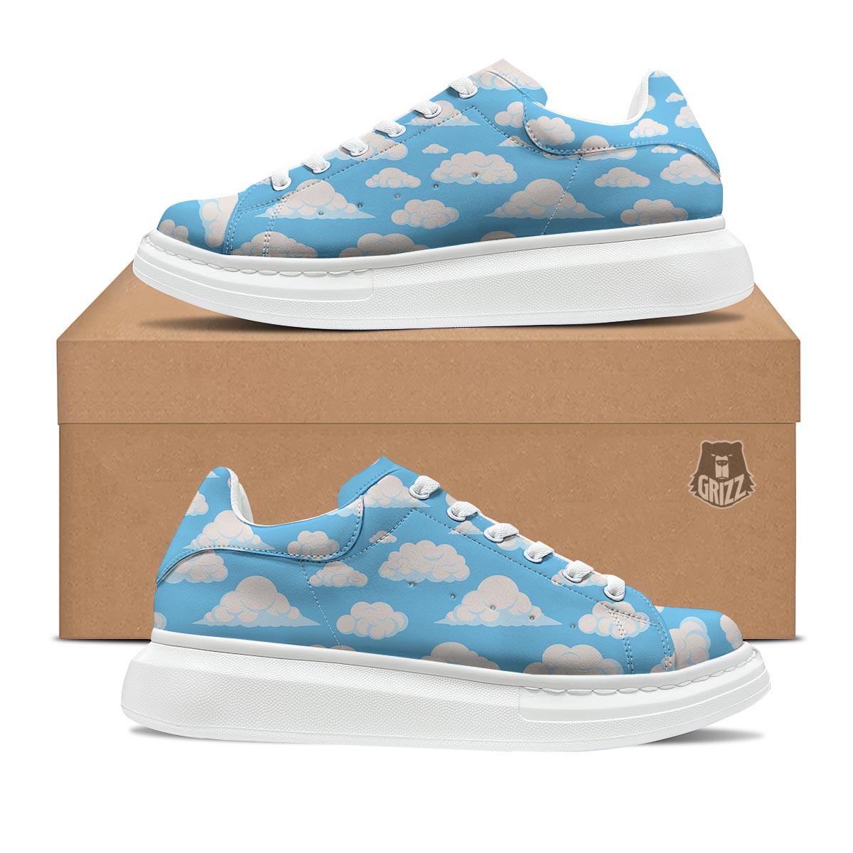 Cloud Sky Print Pattern Platform Shoes-grizzshop