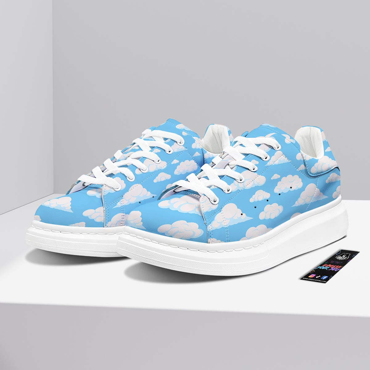 Cloud Sky Print Pattern Platform Shoes-grizzshop
