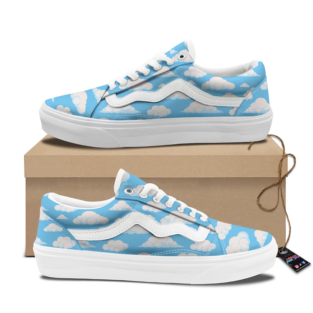 Cloud Sky Print Pattern Skate Shoes-grizzshop
