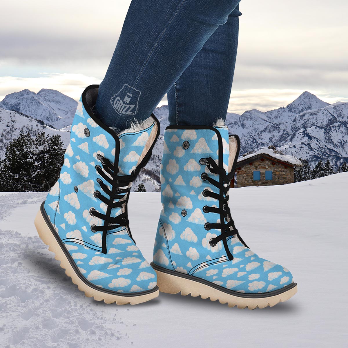 Cloud Sky Print Pattern Snow Boots-grizzshop