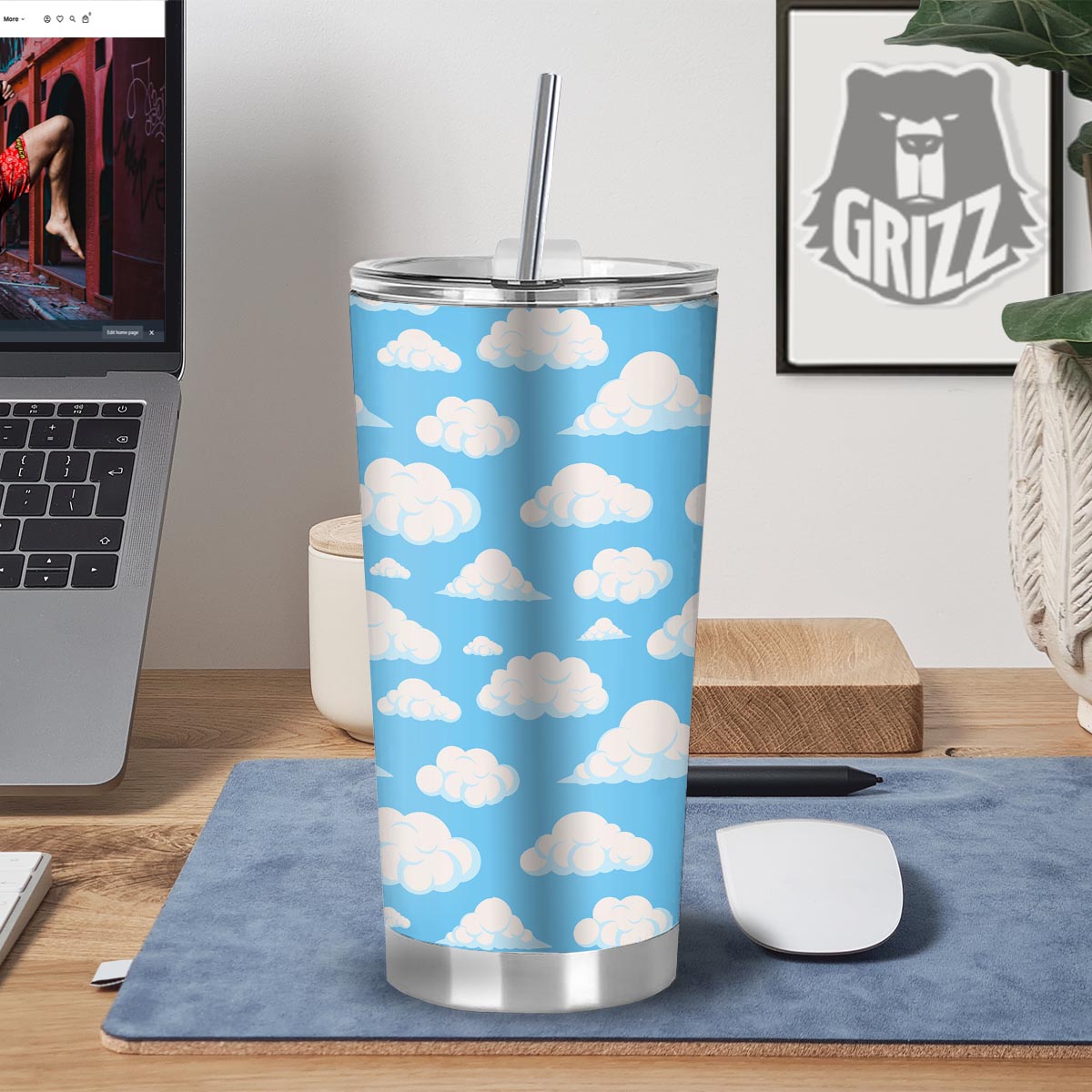 Cloud Sky Print Pattern Tumbler-grizzshop
