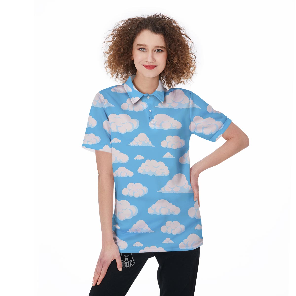 Cloud Sky Print Pattern Women's Golf Shirts-grizzshop