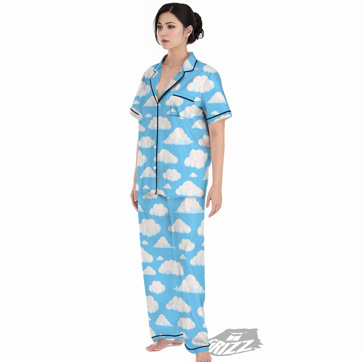Cloud Sky Print Pattern Women's Pajamas Set-grizzshop
