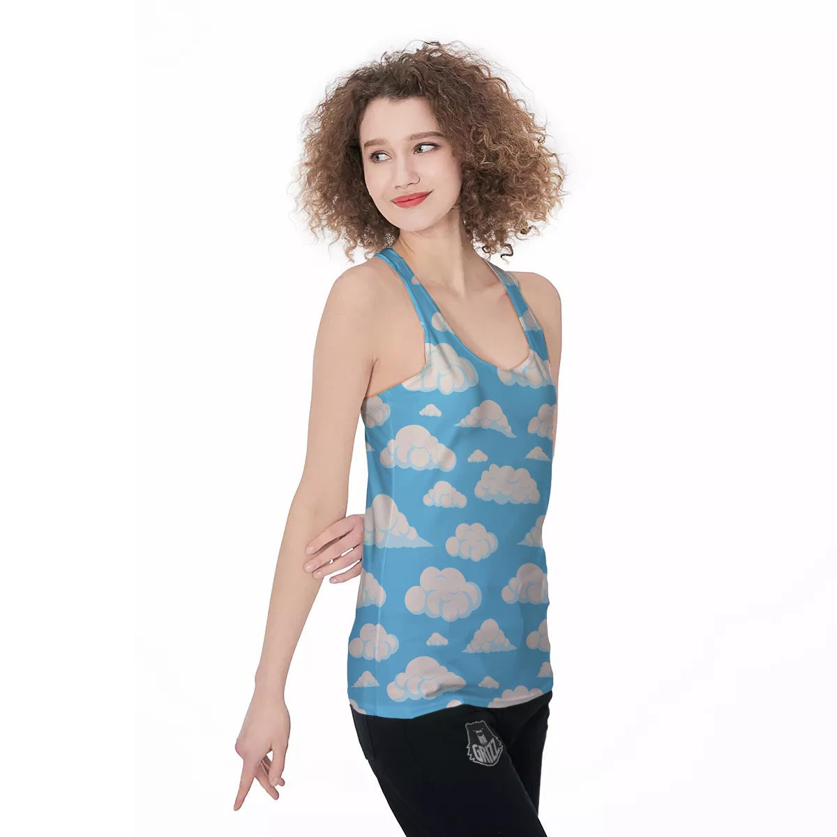 Cloud Sky Print Pattern Women's Racerback Tank Top-grizzshop