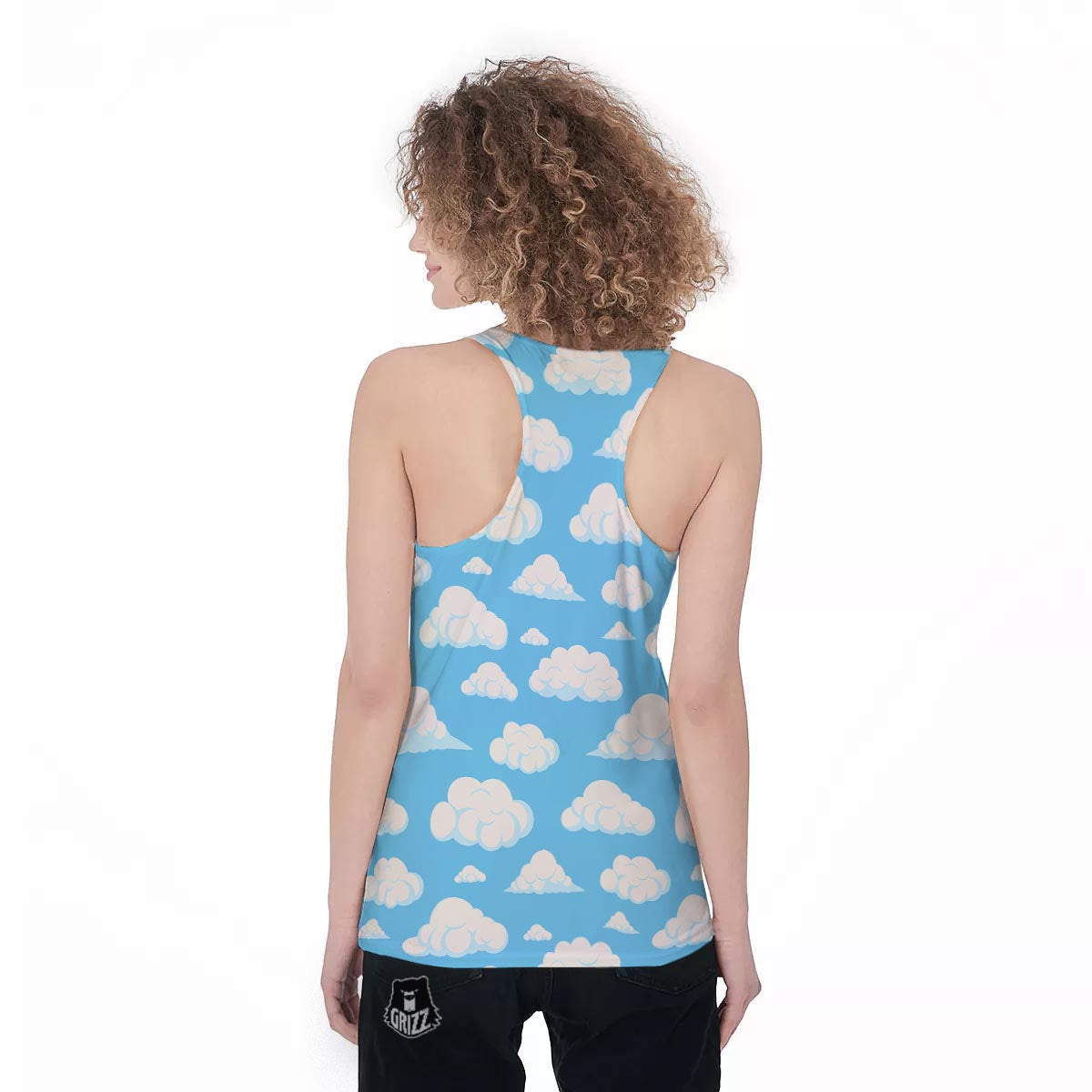 Cloud Sky Print Pattern Women's Racerback Tank Top-grizzshop