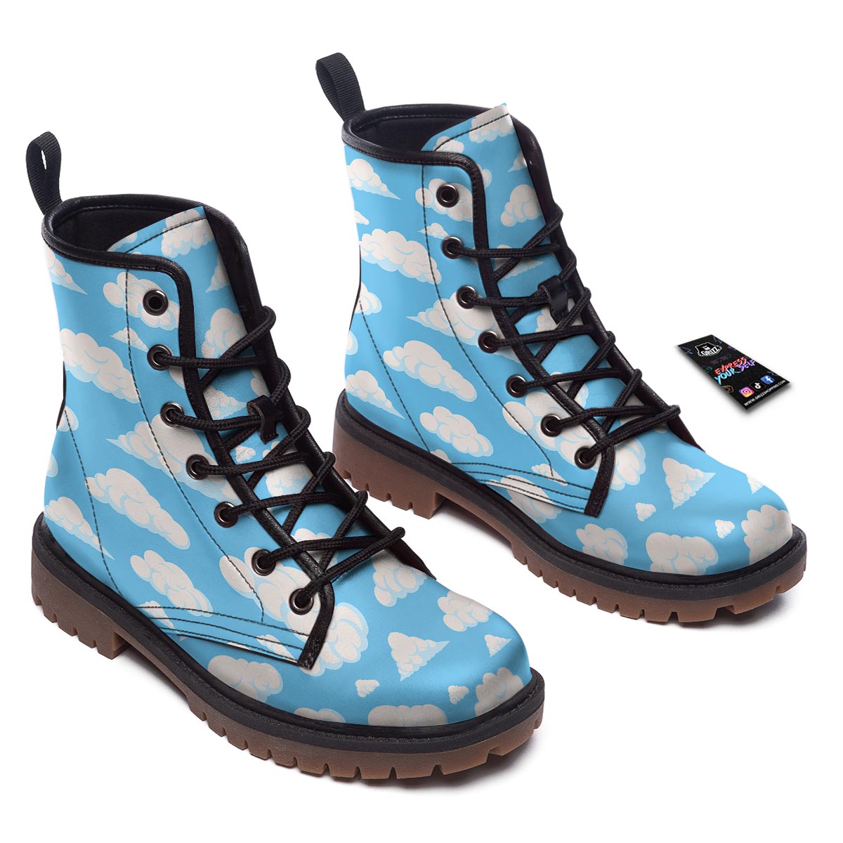 Cloud Sky Print Pattern Work Boots-grizzshop