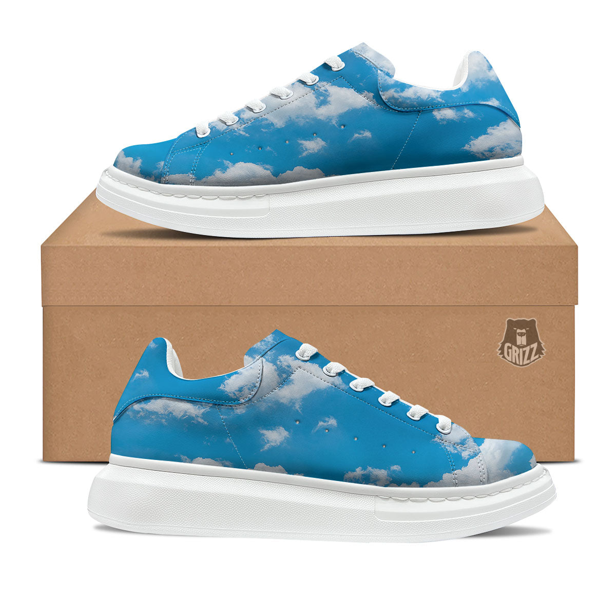 Cloud Sky Print Platform Shoes-grizzshop