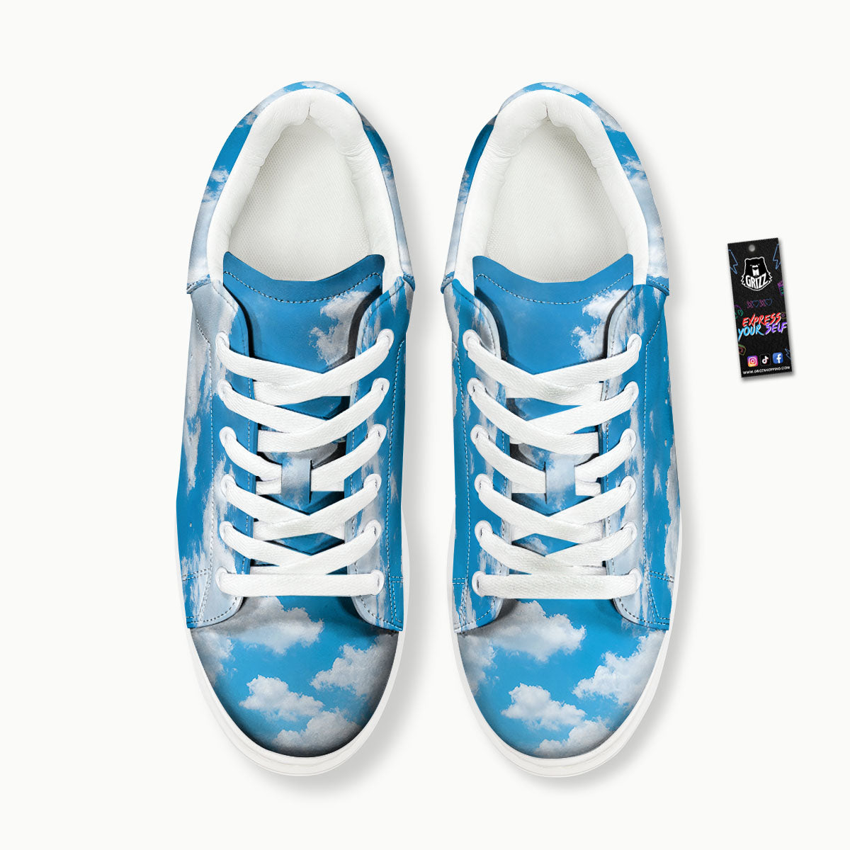 Cloud Sky Print Platform Shoes-grizzshop