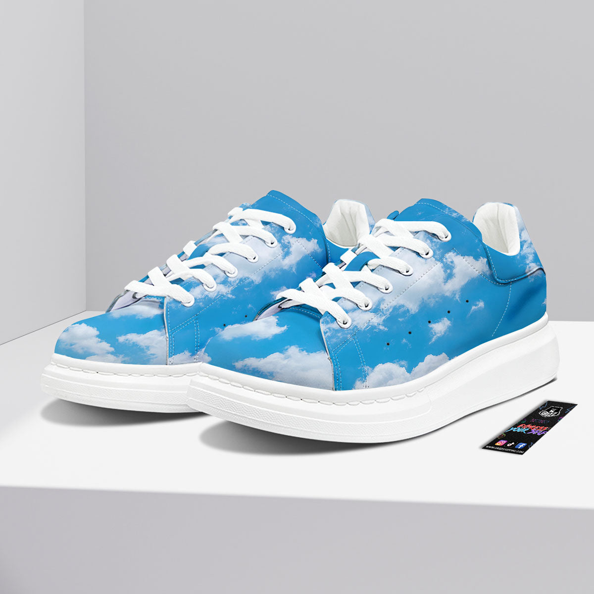 Cloud Sky Print Platform Shoes-grizzshop