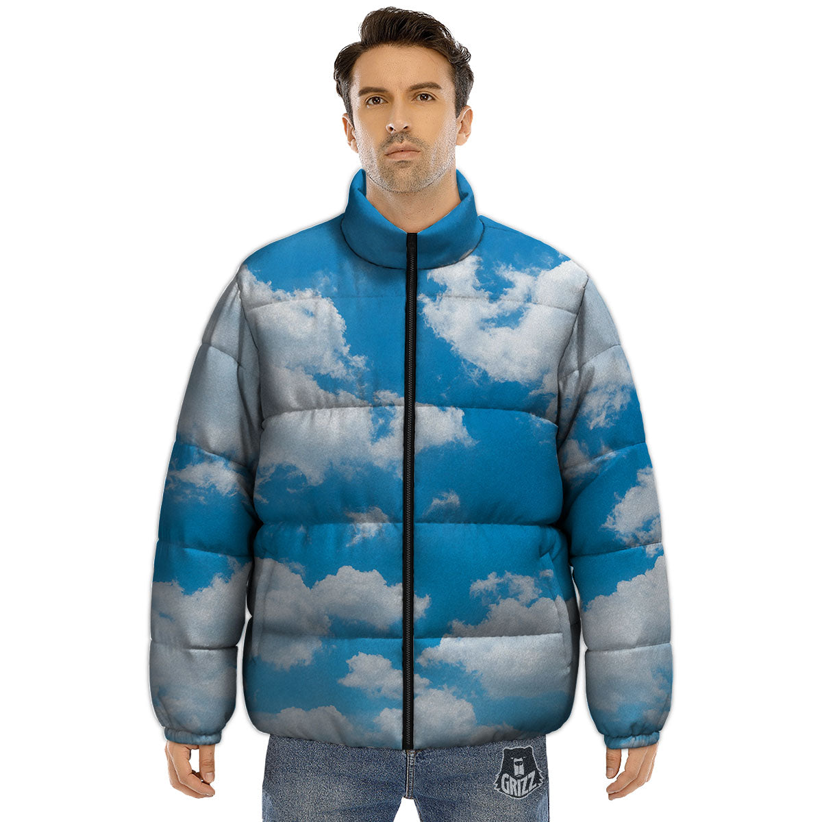 Cloud Sky Print Puffer Jacket-grizzshop