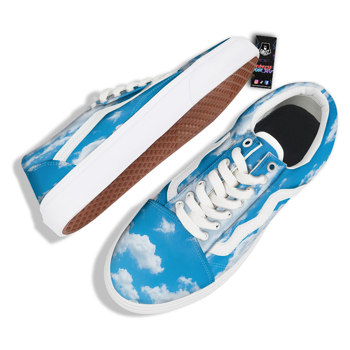 Cloud Sky Print Skate Shoes-grizzshop