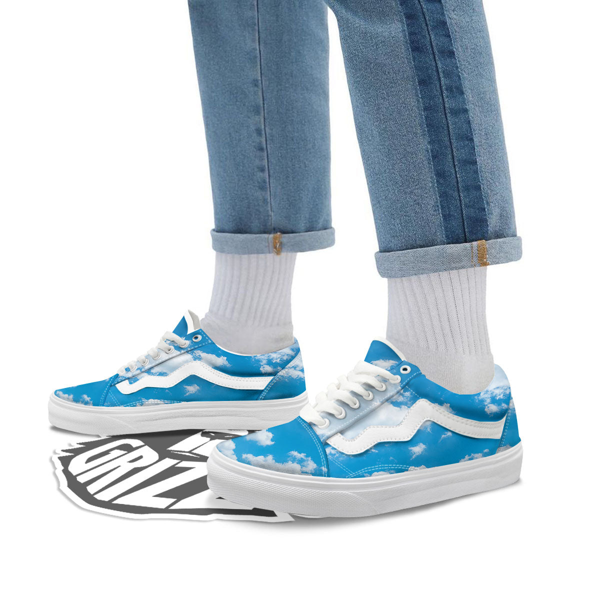 Cloud Sky Print Skate Shoes-grizzshop
