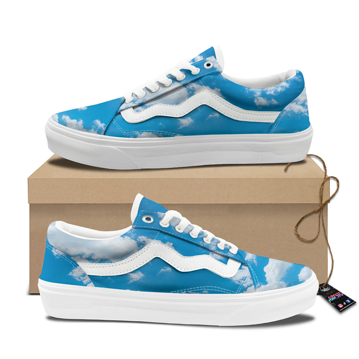 Cloud Sky Print Skate Shoes-grizzshop