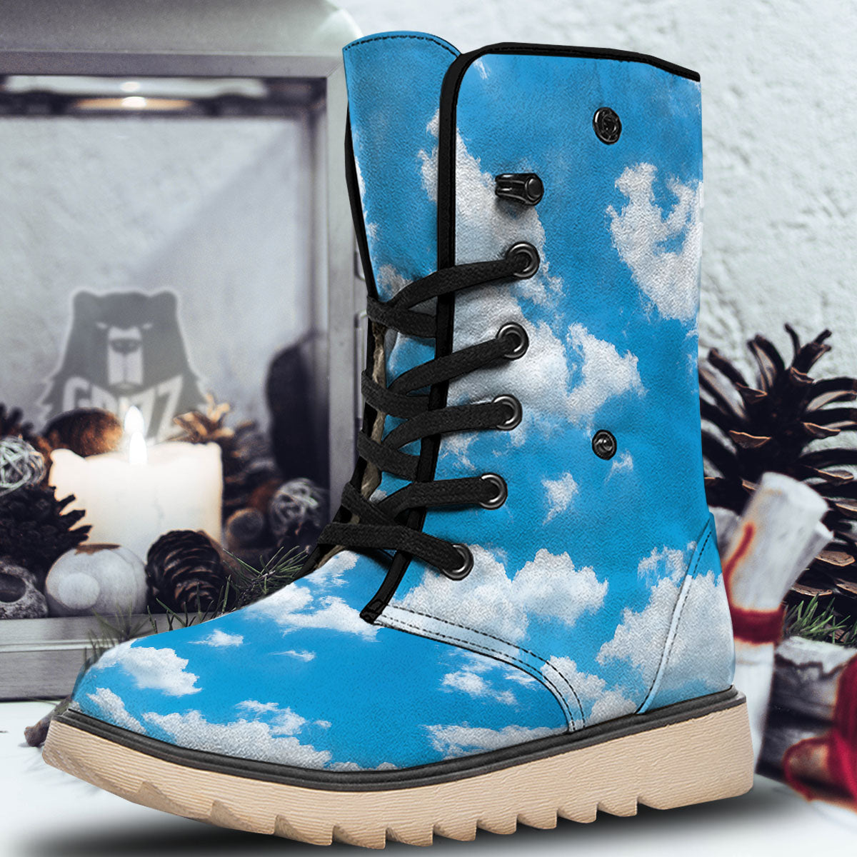 Cloud Sky Print Snow Boots-grizzshop